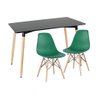 KIT - Mesa de jantar retangular Eames 60 x 120 cm preto + 2 cadeiras Eiffel DSW Verde escuro - 1