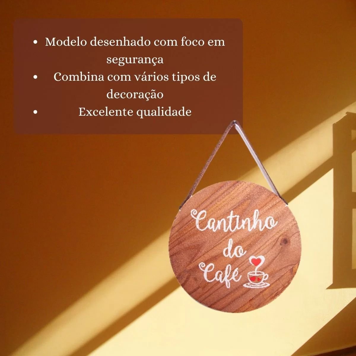 Quadro Decorativo Madeira Pinus Vários Modelos 28x28 Parede Cor:Cantinho Café - 3