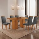 Ver imagem 1 de Mesa de Jantar Eloise 180 cm Tampo MDF Laminado Canto Copo com 6 Cadeiras Aline