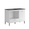 Balcão Armário De Cozinha Para Fogão Cooktop Mila 1 Porta 1 Gaveta Rubi Branco - Móveis Leartam - 1