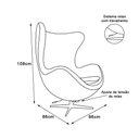 Ver imagem 2 de Poltrona Egg com Puff Base Alumínio em Sintético Branco