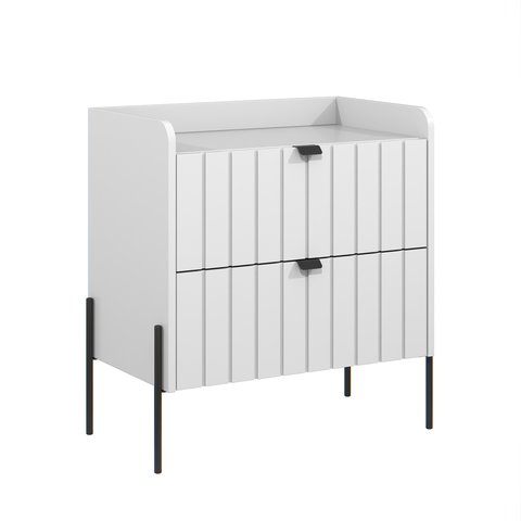 Mesa de Cabeceira Branca Moderna Moriah 60cm Alto Padrão:preto/branco