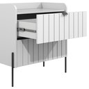 Ver imagem 7 de Mesa de Cabeceira Branca Moderna Moriah 60cm Alto Padrão:preto/branco