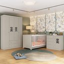 Ver imagem 1 de Quarto de Bebê Completo Berço Americano 3 em 1 Colchão Incluso Teddy Multimóveis MP4660 Off White