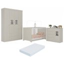 Ver imagem 2 de Quarto de Bebê Completo Berço Americano 3 em 1 Colchão Incluso Teddy Multimóveis MP4660 Off White
