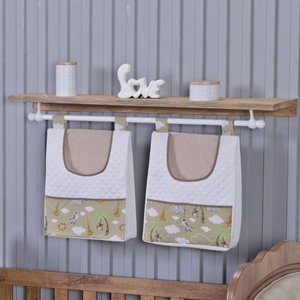 Porta Fralda Organizador Quarto de Bebê Menino Menina 2 Peças Varão:safari Bege