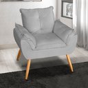 Ver imagem 1 de Poltrona Decorativa Opala Suede Cinza Claro - MV Estofados Shop