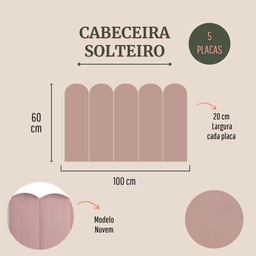 Cabeceira Solteiro Modulada Nuvem Cama Box Veludo Nude - 2