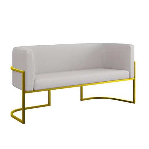 Sofá 2 Lugares Veludo Moderno Base Metal Gold – Balaqui Cor:bege