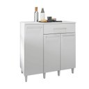 Ver imagem 1 de Balcão com Tampo 90cm 3 Portas 1 Gaveta - Branco