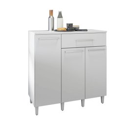 Balcão com Tampo 90cm 3 Portas 1 Gaveta - Branco - 1