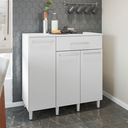 Ver imagem 2 de Balcão com Tampo 90cm 3 Portas 1 Gaveta - Branco