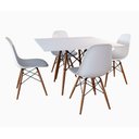 Ver imagem 1 de Conjunto De Mesa De Jantar Quadrada 90Cm Tampo De Madeira Branco Com 4 Cadeiras Brancas