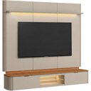 Ver imagem 2 de Painel para TV 70 pol com Bancada Suspensa Orgânica LED 180cm Leoni L05 Canela Off White Fosco -