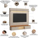 Ver imagem 5 de Painel para TV 70 pol com Bancada Suspensa Orgânica LED 180cm Leoni L05 Canela Off White Fosco -