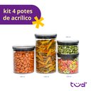 Ver imagem 3 de Kit 4 Potes de Acrílico com Tampa Herméticos Redondos - Tüd