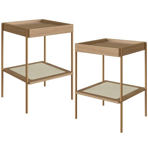 Kit 02 Mesas Lateral para Sala de Estar Industrial Indy A03 Hanover Dourado - Lyam Decor