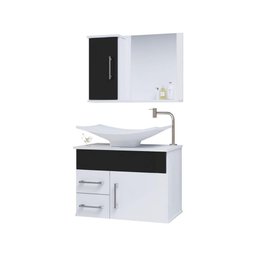 Conjunto Gabinete Inferior e Superior Banheiro 2 Gavetas 1 Porta Turin - Preto - Preto - 2