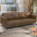 Ver imagem 2 de Sofá 3 Lugares para Sala de Estar Living 244cm Oásis T03 Couro Soft Mel - Lyam Decor