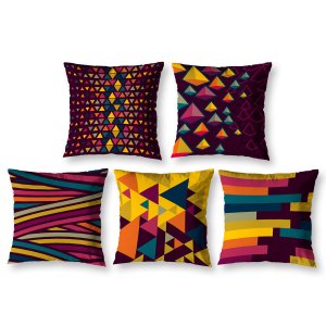 Kit 5 Capa de Almofada 40cm X 40cm Decorativas Estampadas Digital Sala Sofá Quarto Pastilhas
