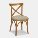 Ver imagem 1 de Cadeira de Madeira X Luxemburgo Debrum Cor Mel Tecido Linho Claro