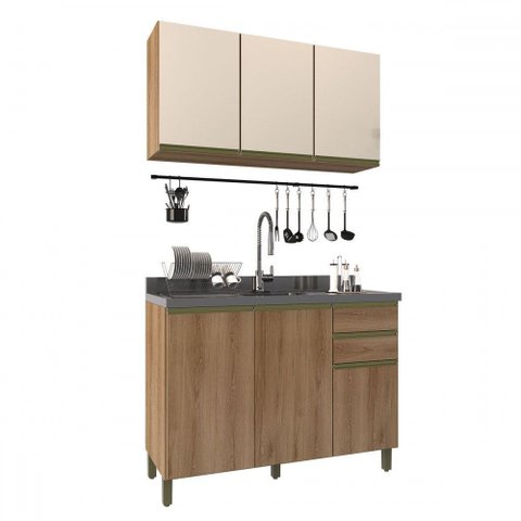 Cozinha Completa Dinamarca 6 Portas 2 Gavetas 6123.159 Castani/off White - Indékes