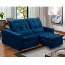 Ver imagem 1 de Sofa Retratil Reclinavel 2 Lugares 2,30m Atlantis Veludo Azul Marinho Lansofbr Lansof Brasil