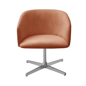 Poltrona Atenas Cadeira Giratória de Metal Sala, Recepção, Escritório - Veludo Terracota