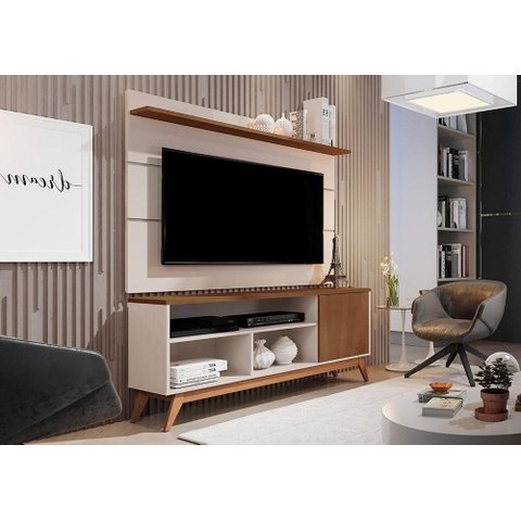 Painel Vivare 1,36 e Rack Malbec Wood Off White/Freijó - Giga