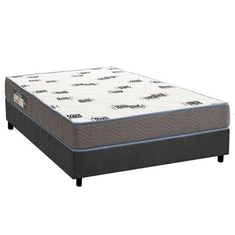 Conjunto Box Casal: Colchão Espuma Ortobom D33 Light Saúde + Base Crc Suede Gray (138x188)