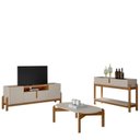 Ver imagem 2 de Rack 1,70 com Mesa de Centro e Aparador 2 Gav Lizz Bege/Off White/Cedro