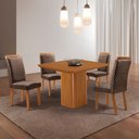 Ver imagem 1 de Mesa de Jantar Eloise 90cm Tampo MDF Laminado Canto Copo com 4 Cadeiras Lorena