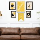 Ver imagem 2 de Kit Composição 6 Quadros Artes Bauhaus Amarelo e Preto - com Vidro:moldura Branca