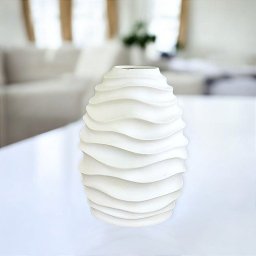 Vaso Ondas Decorativo Off White Grande em Cerâmica - 1