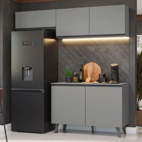Armário de Cozinha Compacta 200cm Cinza Nice Madesa 01xa Cinza