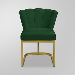 Kit 04 Cadeiras Flor Recepção Verde - Base Ferro Dourado - 3