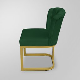 Kit 04 Cadeiras Flor Recepção Verde - Base Ferro Dourado - 5
