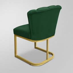 Kit 04 Cadeiras Flor Recepção Verde - Base Ferro Dourado - 4