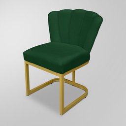 Kit 04 Cadeiras Flor Recepção Verde - Base Ferro Dourado - 2
