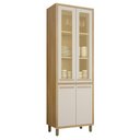 Ver imagem 1 de Paneleiro Torino 4 Portas Cinamomo/off White com Vidro - Valdemóveis