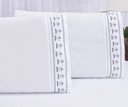 Ver imagem 3 de Jogo lençol Queen bordado 3 peças branco cinza tulipa quarto