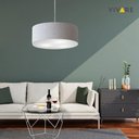 Ver imagem 3 de Lustre Pendente Cilíndrico Md-4079 Cúpula em Tecido 60x21cm Rustico Cinza - Bivolt