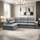 Ver imagem 2 de Sofá 3 Lugares Retrátil Reclinável Chaise Esquerdo 258cm Bergen F04 Veludo Cinza - Lyam Decor