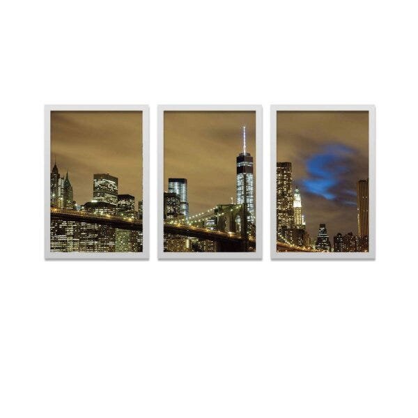 Conjunto Kit 3 Quadros Decorativos Noite Iluminada Los Quadros - 1