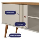 Ver imagem 3 de Rack Bancada Milão 136cm Off White/nature para Tv até 55” - Peternella Móveis