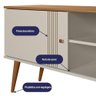 Rack Bancada Milão 136cm Off White/nature para Tv até 55” - Peternella Móveis - 3