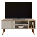 Ver imagem 1 de Rack Bancada Milão 136cm Off White/nature para Tv até 55” - Peternella Móveis