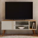 Ver imagem 2 de Rack Bancada Milão 136cm Off White/nature para Tv até 55” - Peternella Móveis