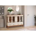 Ver imagem 2 de Mini Cristaleira de Madeira Maciça 4 Portas - Cor: Off White/amêndoa
