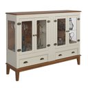 Ver imagem 1 de Mini Cristaleira de Madeira Maciça 4 Portas - Cor: Off White/amêndoa